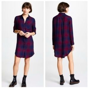 Rails Bianca Plaid Lightweight Fall Navy amp Burgundy Button Down Shirt Dress
